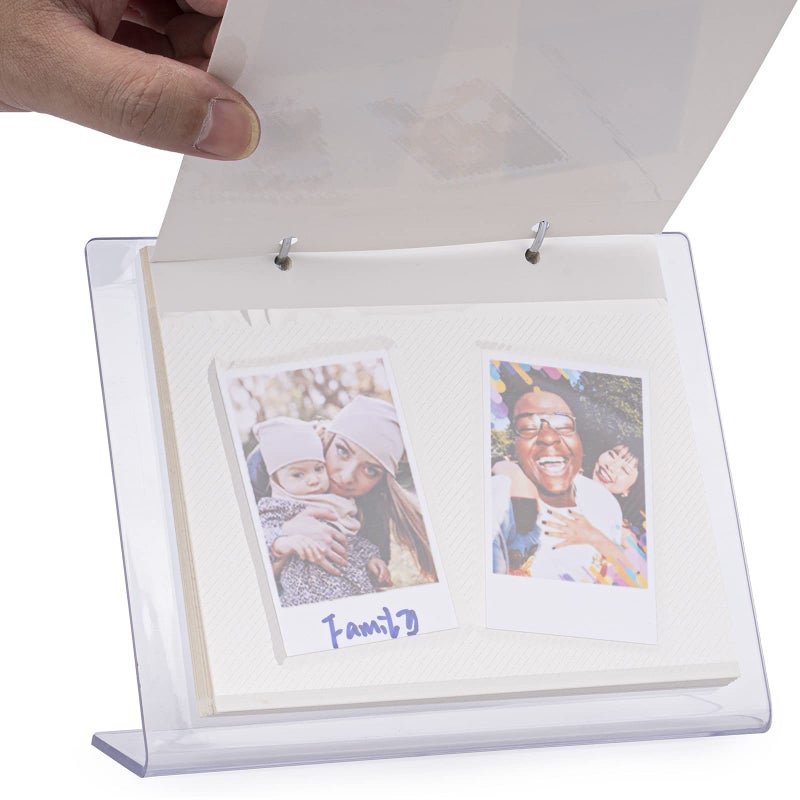 Frankmate 4x6 Desktop Acrylic Photo Album Clear Flip Frame Scrapbook Album Clear Slant Back Acrylic Sign Holder  Frames Desktop Display Holder  Photo Clip 34 Shows Album for Instax Mini Film - Image 5